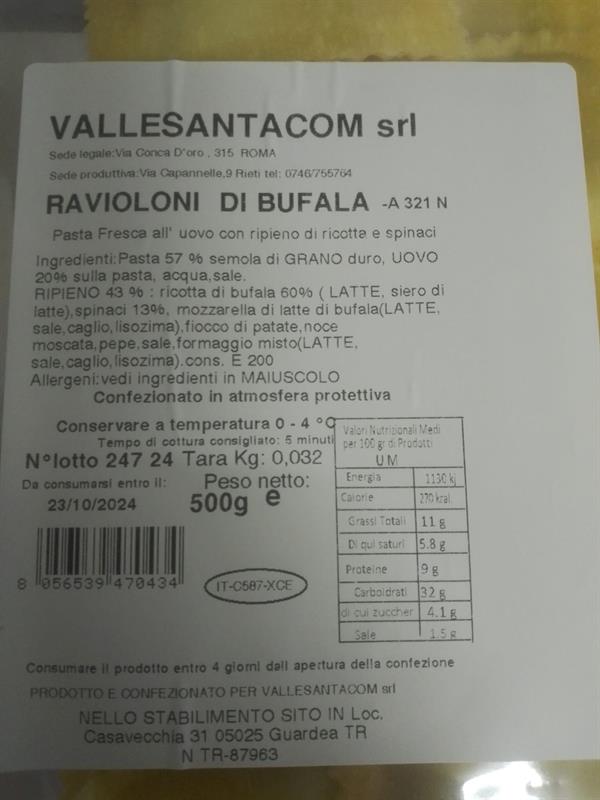 RAVIOLONI BUFALA 1PZ=CIRCA 500GR