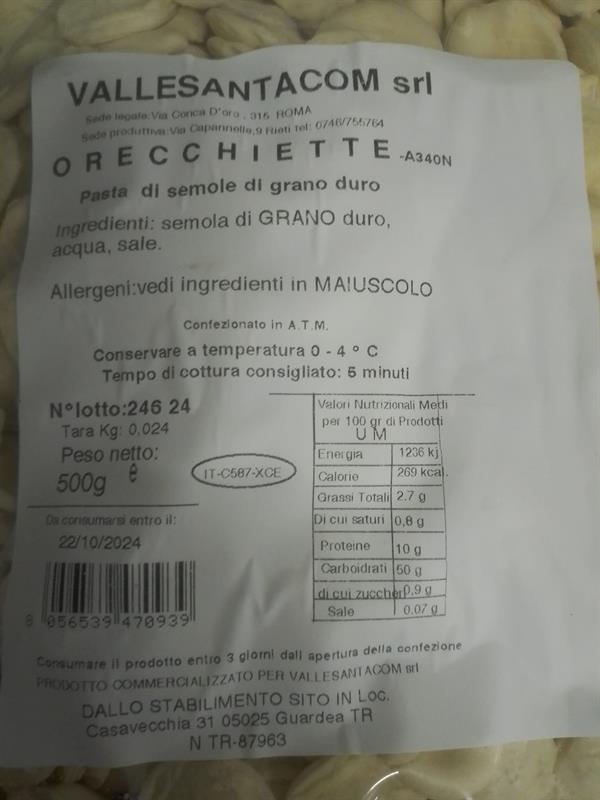 ORECCHIETTE FRESCHE 1PZ=500GR