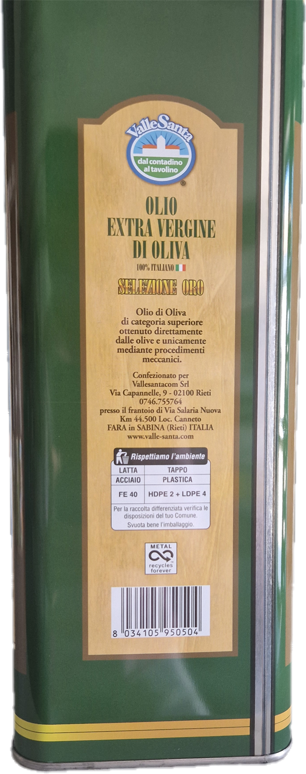 OLIO EXTRAVERGINE D'OLIVA 5LT 1PZ O101N