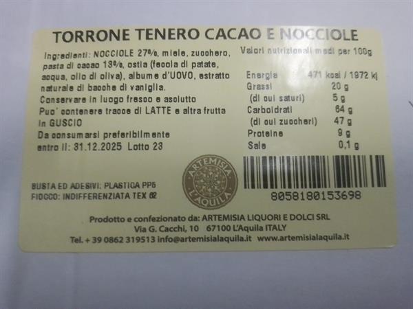 TORRONE TENERO CIOCCOLATO 200GR                 D205N